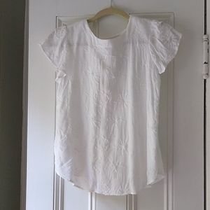 LOFT embroidered white top